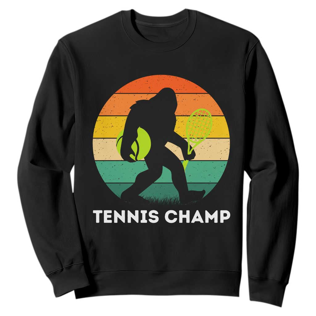 Vintage Retro Bigfoot Tennis Player Gift Sweatshirt Tennis Champ TS12 Black Print Your Wear