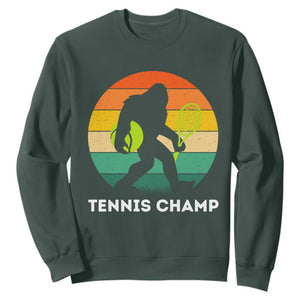 Vintage Retro Bigfoot Tennis Player Gift Sweatshirt Tennis Champ TS12 Dark Forest Green Print Your Wear