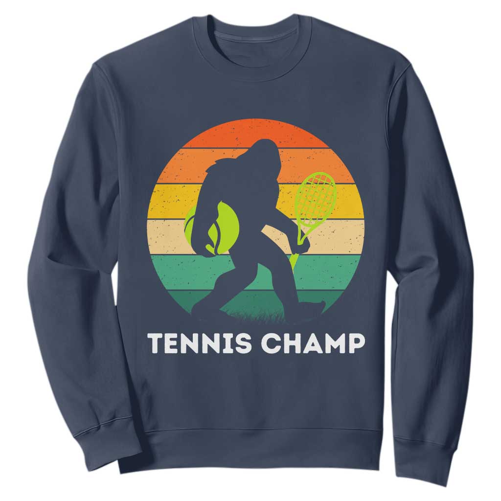 Vintage Retro Bigfoot Tennis Player Gift Sweatshirt Tennis Champ TS12 Navy Print Your Wear