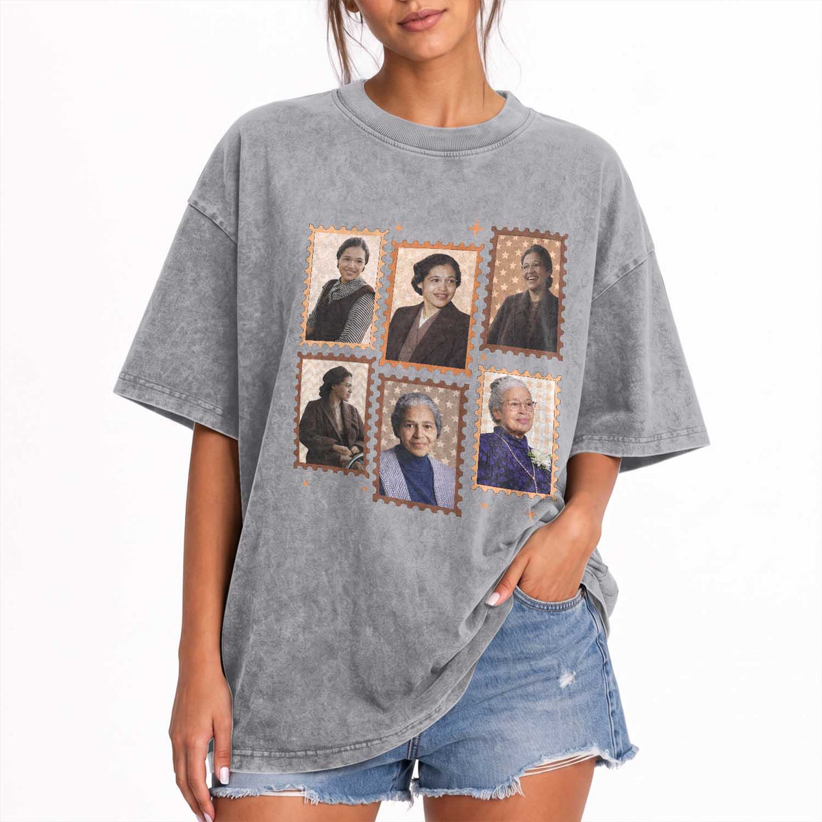 Rosa Parks Washed Cotton T-Shirt African American Civil Rights Legacy