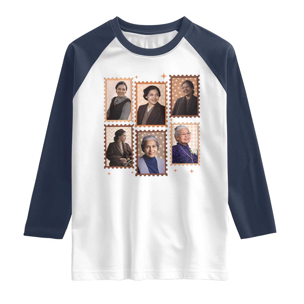 Rosa Parks Raglan Shirt African American Civil Rights Legacy TS12 White Navy Print Your Wear