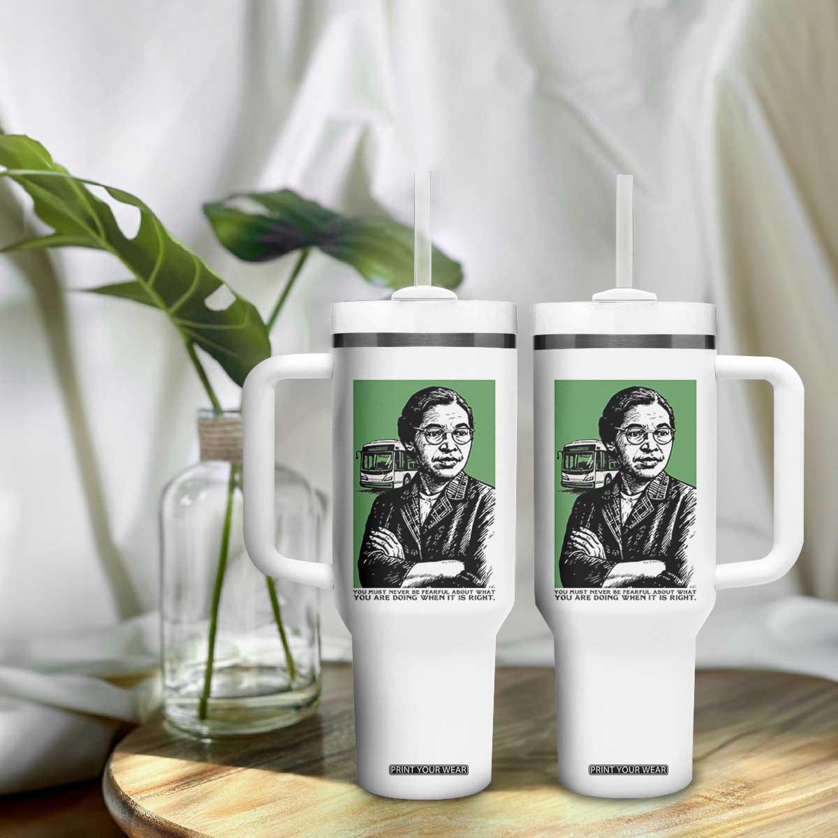 Rosa Parks Quote Tumbler With Handle Never Be Fearful When It Is Right TS12 Print Your Wear