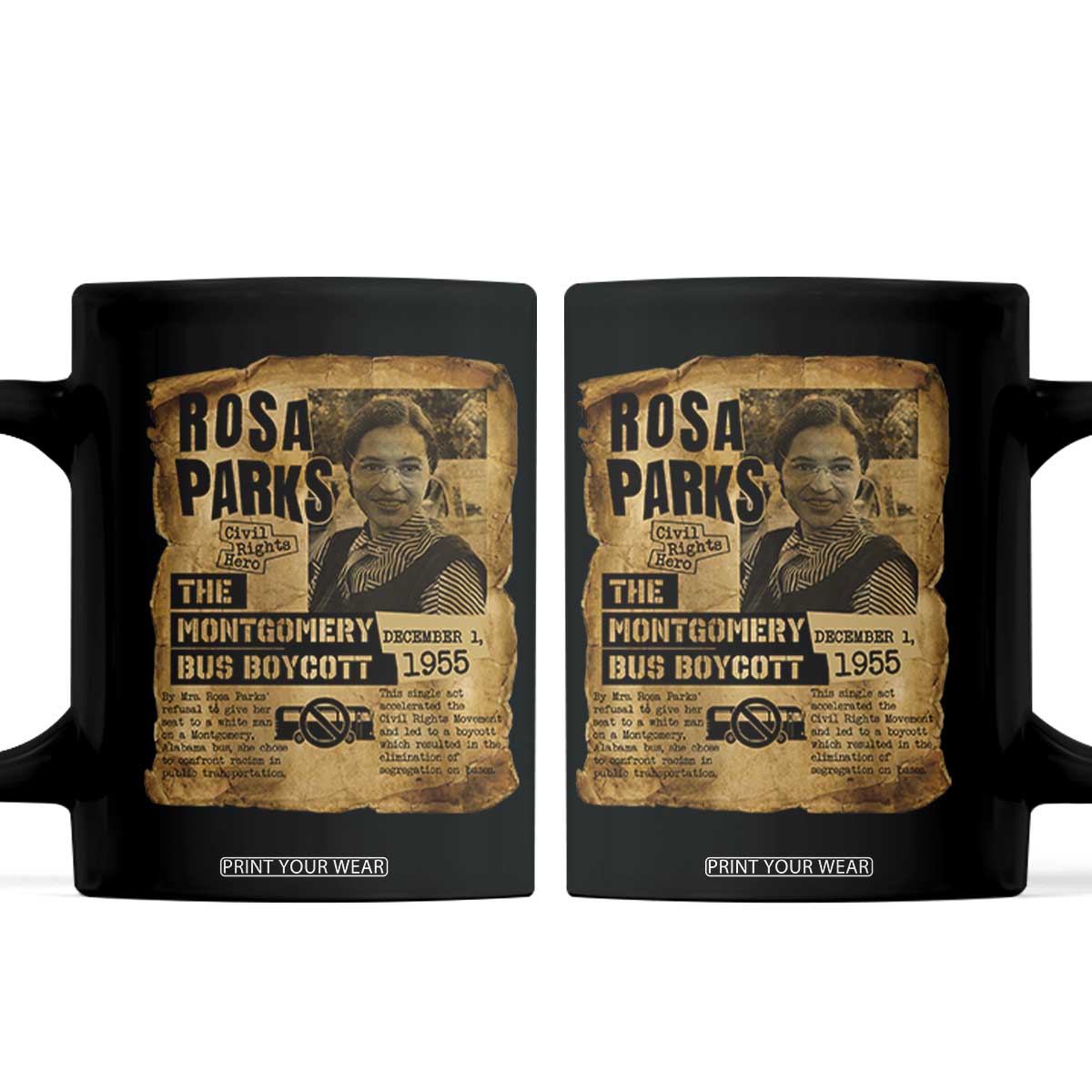Vintage Rosa Parks Coffee Mug Groovy Black History Month TS12 Black Print Your Wear
