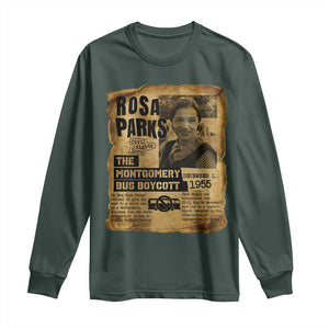 Vintage Rosa Parks Long Sleeve Shirt Groovy Black History Month TS12 Dark Forest Green Print Your Wear