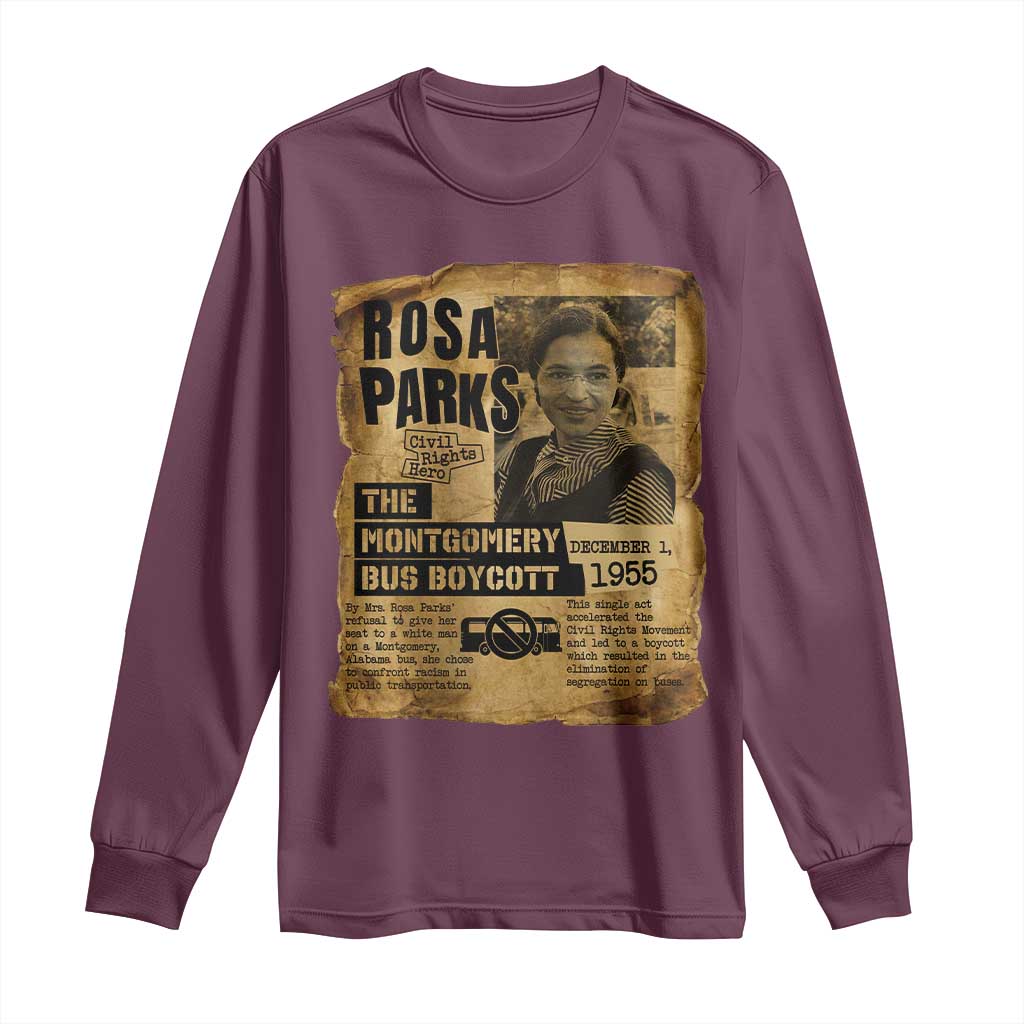 Vintage Rosa Parks Long Sleeve Shirt Groovy Black History Month TS12 Maroon Print Your Wear