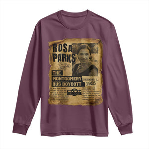 Vintage Rosa Parks Long Sleeve Shirt Groovy Black History Month TS12 Maroon Print Your Wear