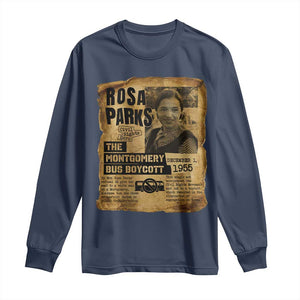 Vintage Rosa Parks Long Sleeve Shirt Groovy Black History Month TS12 Navy Print Your Wear