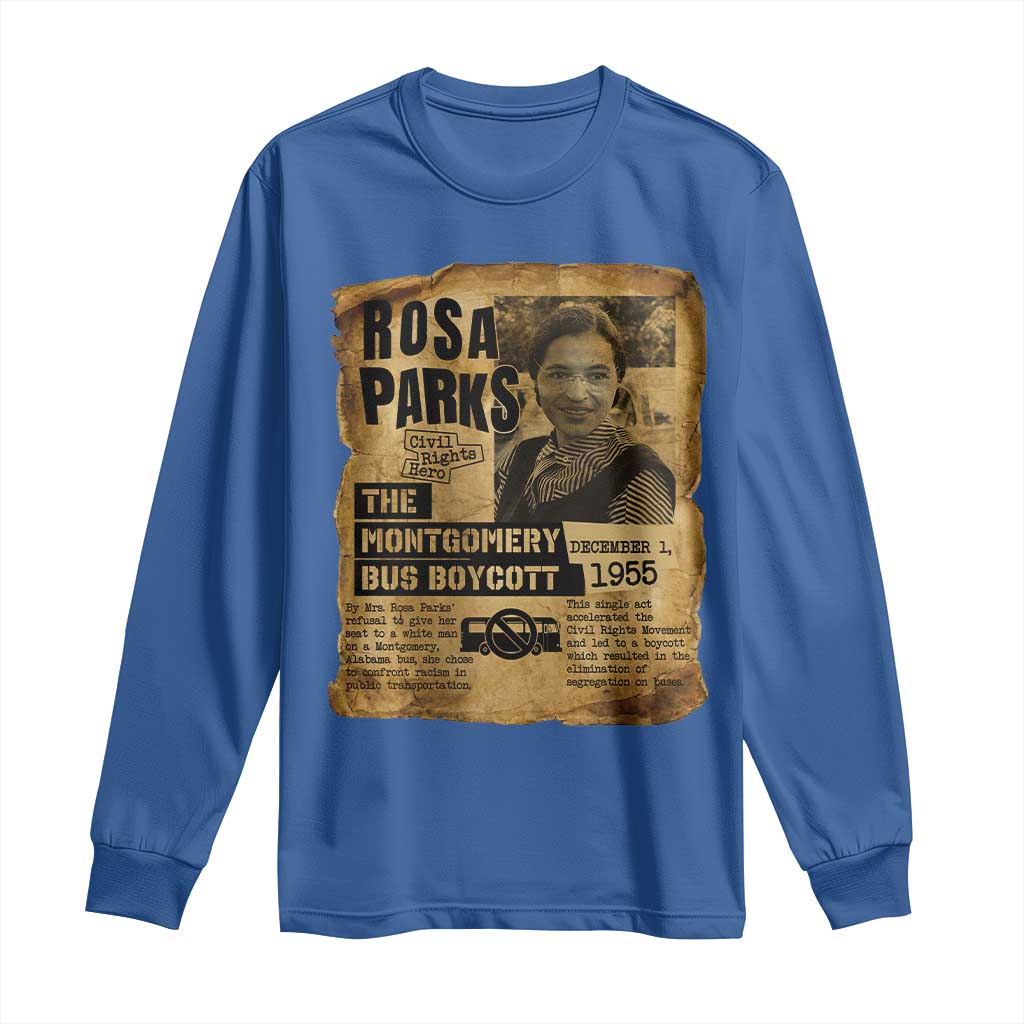 Vintage Rosa Parks Long Sleeve Shirt Groovy Black History Month TS12 Royal Blue Print Your Wear