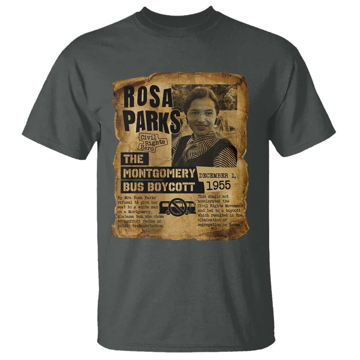 Vintage Rosa Parks T Shirt Groovy Black History Month TS12 Dark Heather Print Your Wear