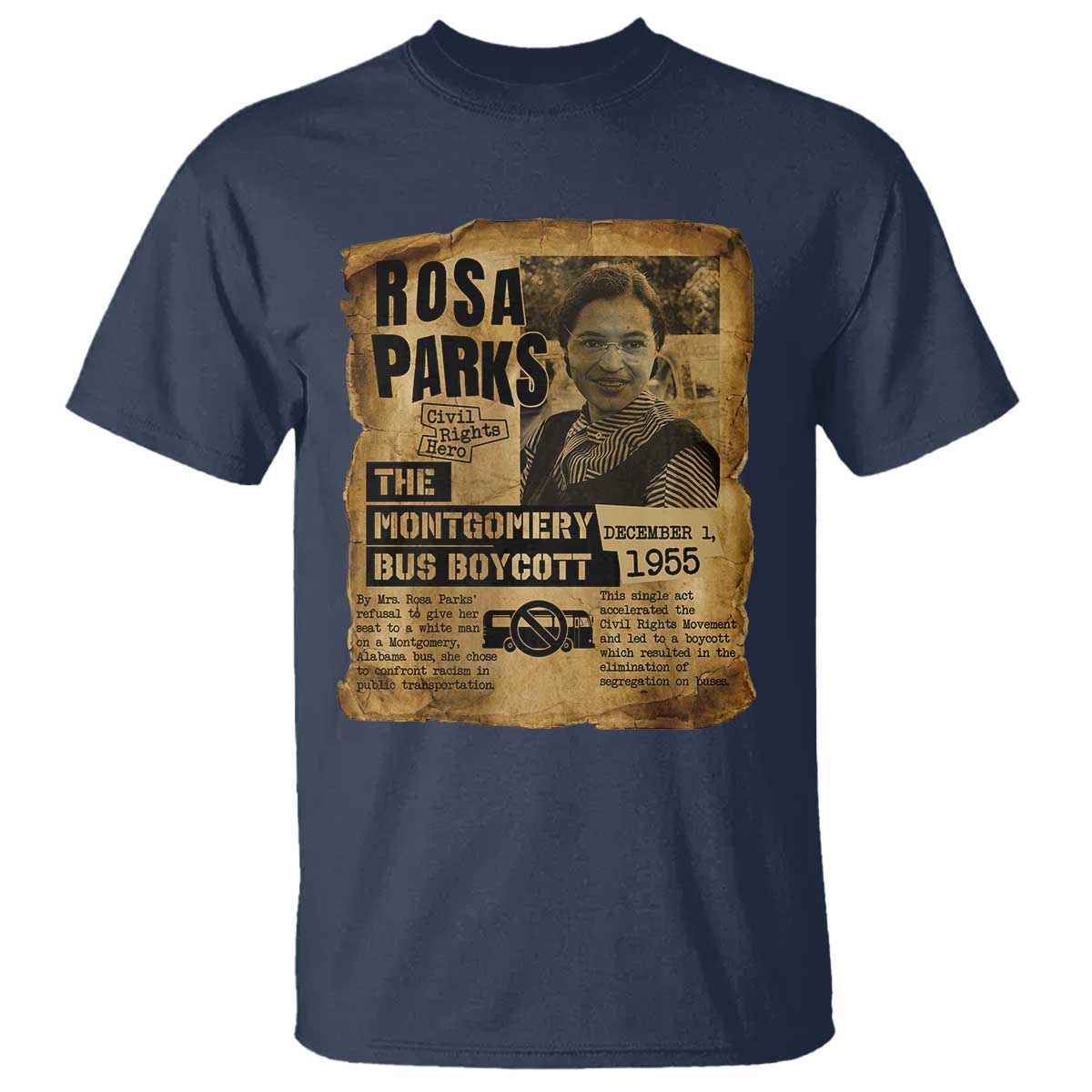 Vintage Rosa Parks T Shirt Groovy Black History Month TS12 Navy Print Your Wear
