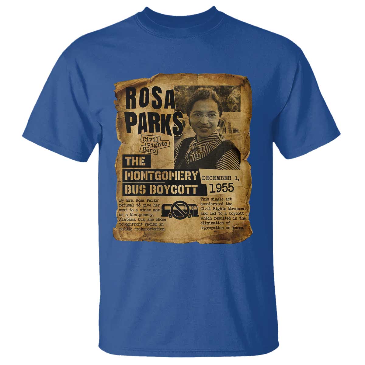 Vintage Rosa Parks T Shirt Groovy Black History Month TS12 Royal Blue Print Your Wear