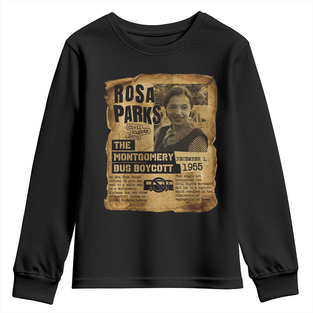 Vintage Rosa Parks Youth Sweatshirt Groovy Black History Month TS12 Black Print Your Wear