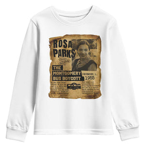 Vintage Rosa Parks Youth Sweatshirt Groovy Black History Month TS12 White Print Your Wear