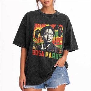 Rosa Parks Washed Cotton T-Shirt Strong Black Women Pride