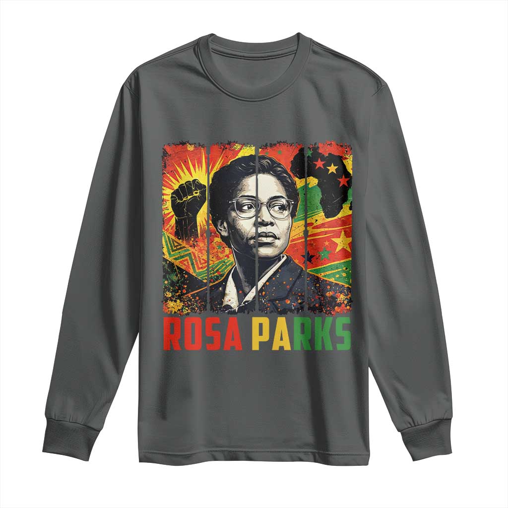 Rosa Parks Long Sleeve Shirt Strong Black Women Pride TS12 Dark Heather Print Your Wear