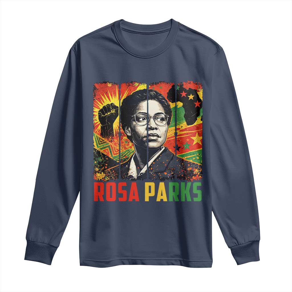 Rosa Parks Long Sleeve Shirt Strong Black Women Pride TS12 Navy Print Your Wear
