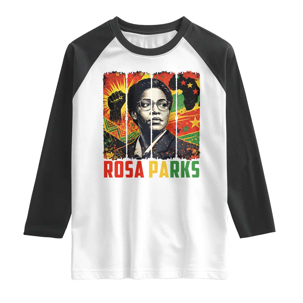Rosa Parks Raglan Shirt Strong Black Women Pride TS12 White Black Print Your Wear