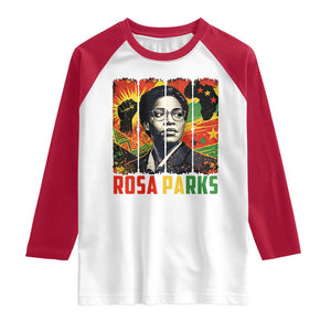 Rosa Parks Raglan Shirt Strong Black Women Pride TS12 White Red Print Your Wear