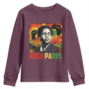 Rosa Parks Youth Sweatshirt Strong Black Women Pride TS12 Maroon Print Your Wear