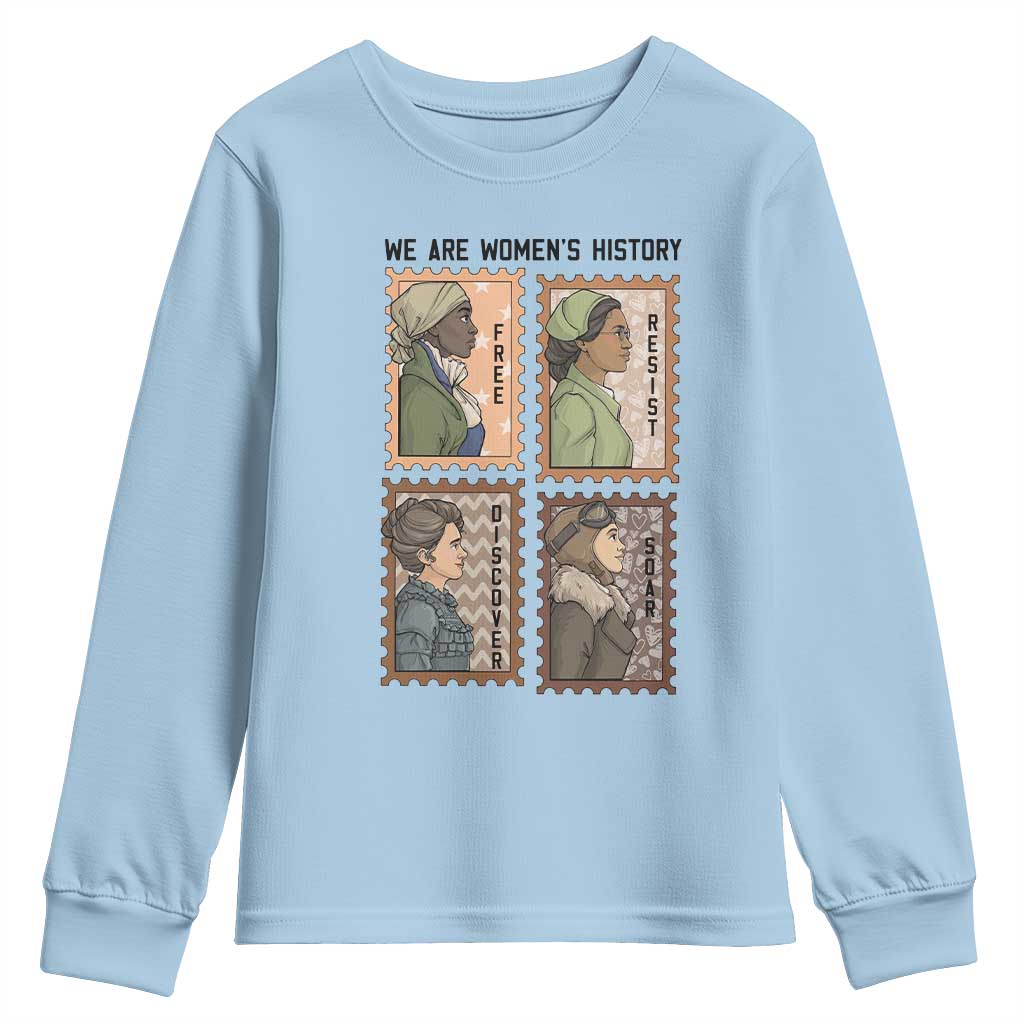 Black Women History Leaders Youth Sweatshirt Womens History Month TS12 Light Blue Print Your Wear