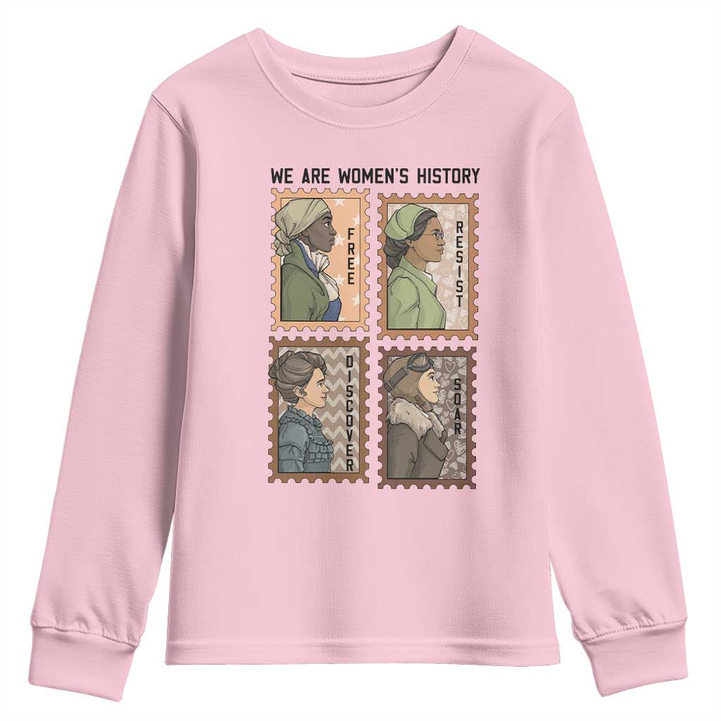 Black Women History Leaders Youth Sweatshirt Womens History Month TS12 Light Pink Print Your Wear