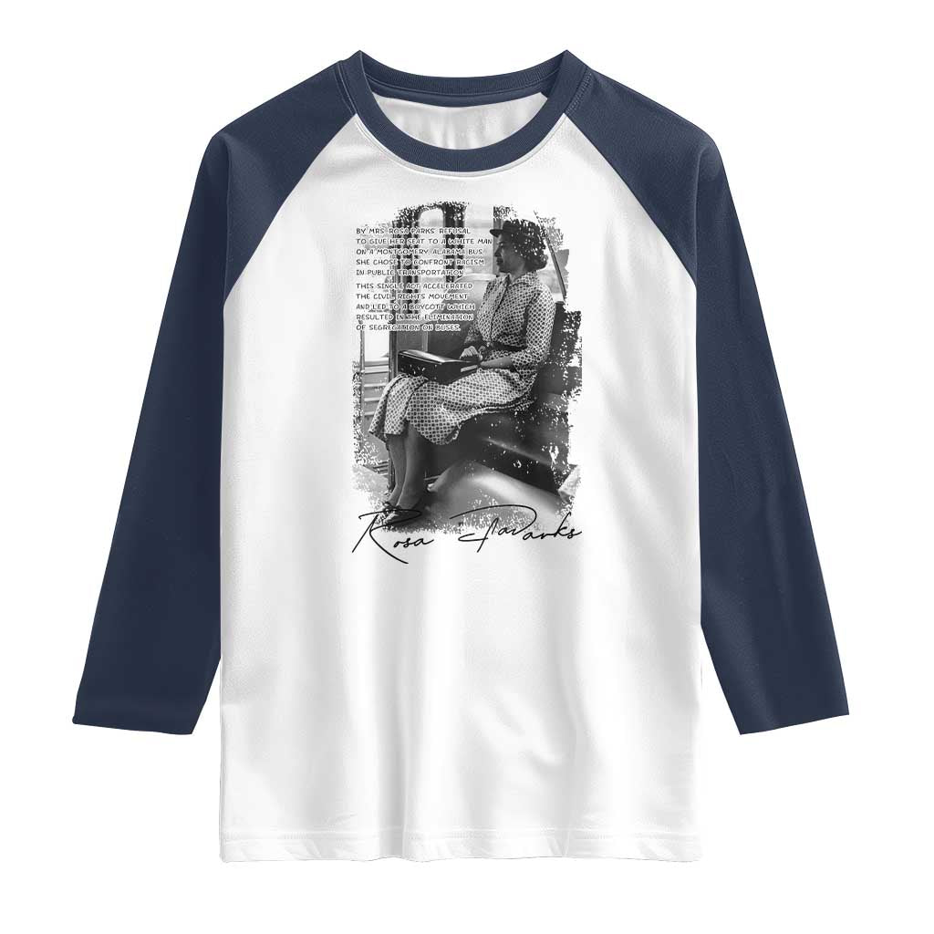 Rosa Parks Montgomery Bus Boycott Raglan Shirt Civil Rights History TS12 White Navy Print Your Wear
