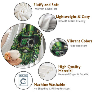 Irish Leprechaun Skull Throw Blanket St Patricks Day Party Gift TS12 Print Your Wear