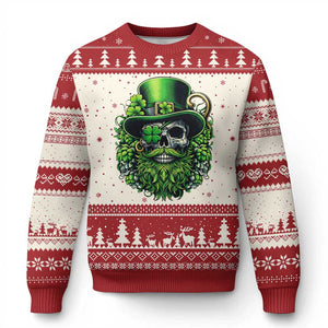 Irish Leprechaun Skull Ugly Christmas Sweater St Patricks Day Party Gift TS12 Beige Red Print Your Wear