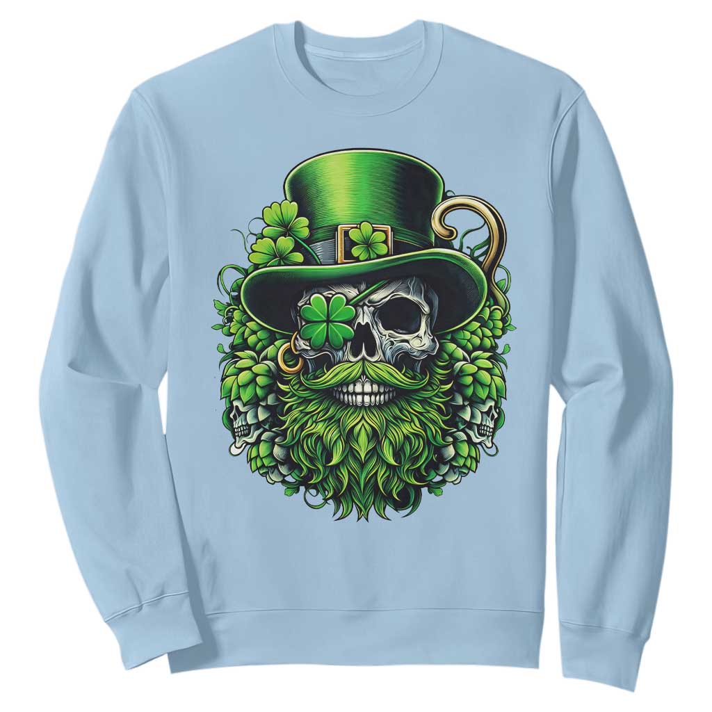Irish Leprechaun Skull Sweatshirt St Patricks Day Party Gift TS12 Light Blue Print Your Wear