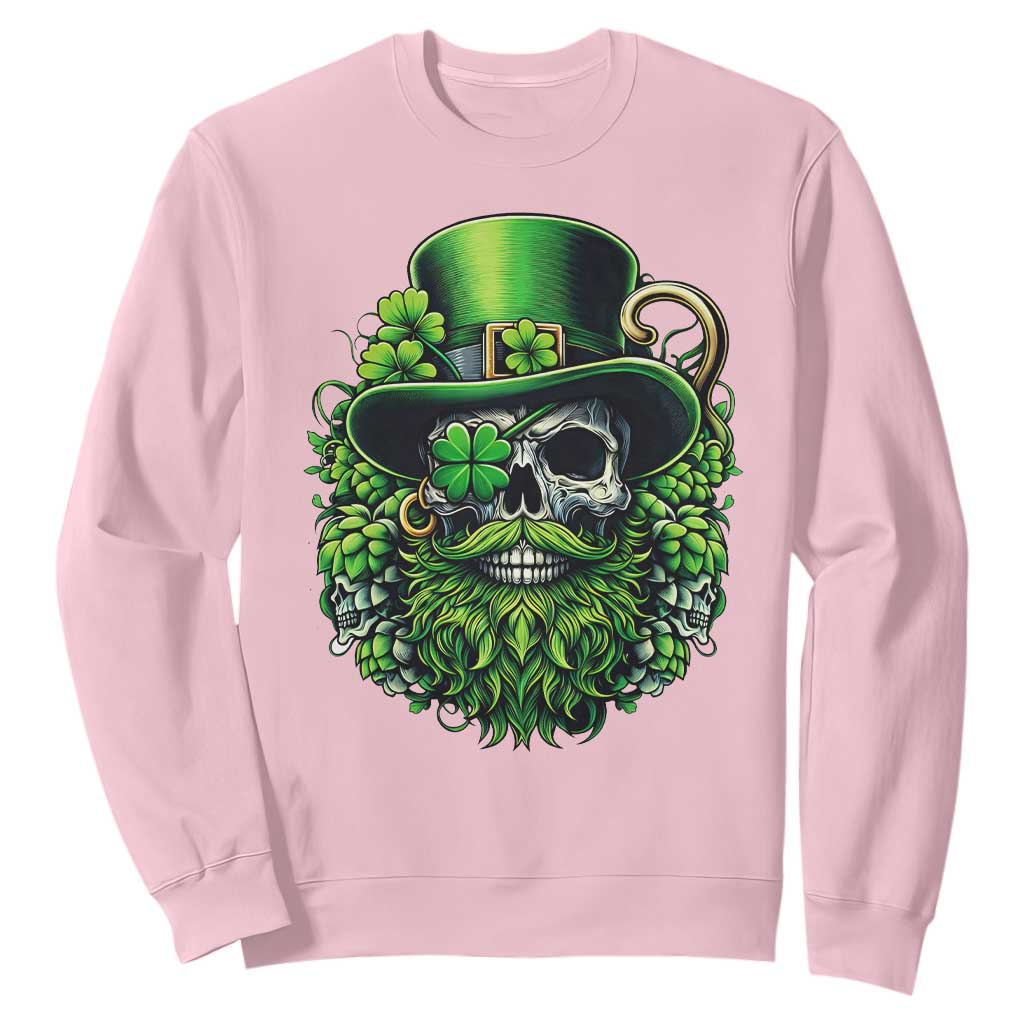 Irish Leprechaun Skull Sweatshirt St Patricks Day Party Gift TS12 Light Pink Print Your Wear
