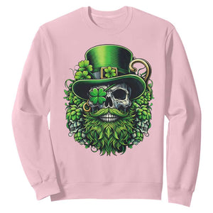 Irish Leprechaun Skull Sweatshirt St Patricks Day Party Gift TS12 Light Pink Print Your Wear
