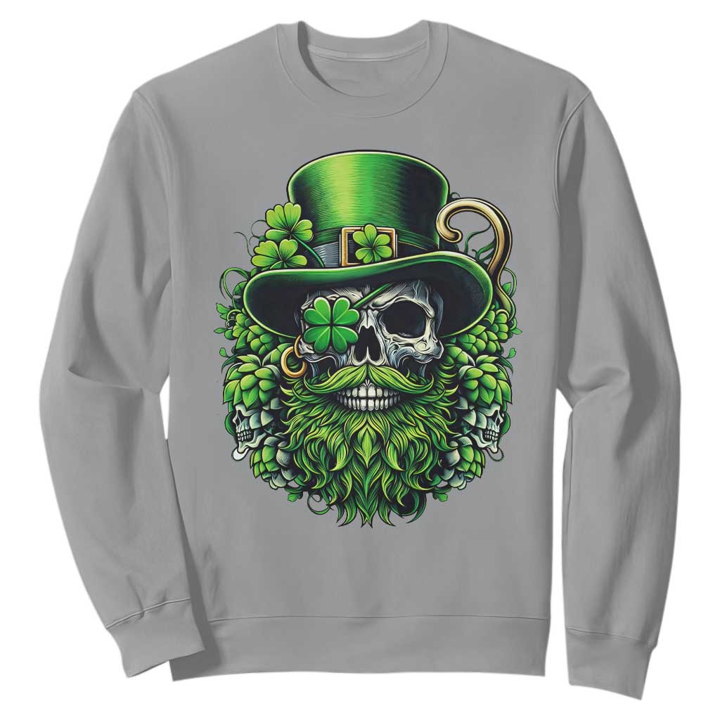 Irish Leprechaun Skull Sweatshirt St Patricks Day Party Gift TS12 Sport Gray Print Your Wear
