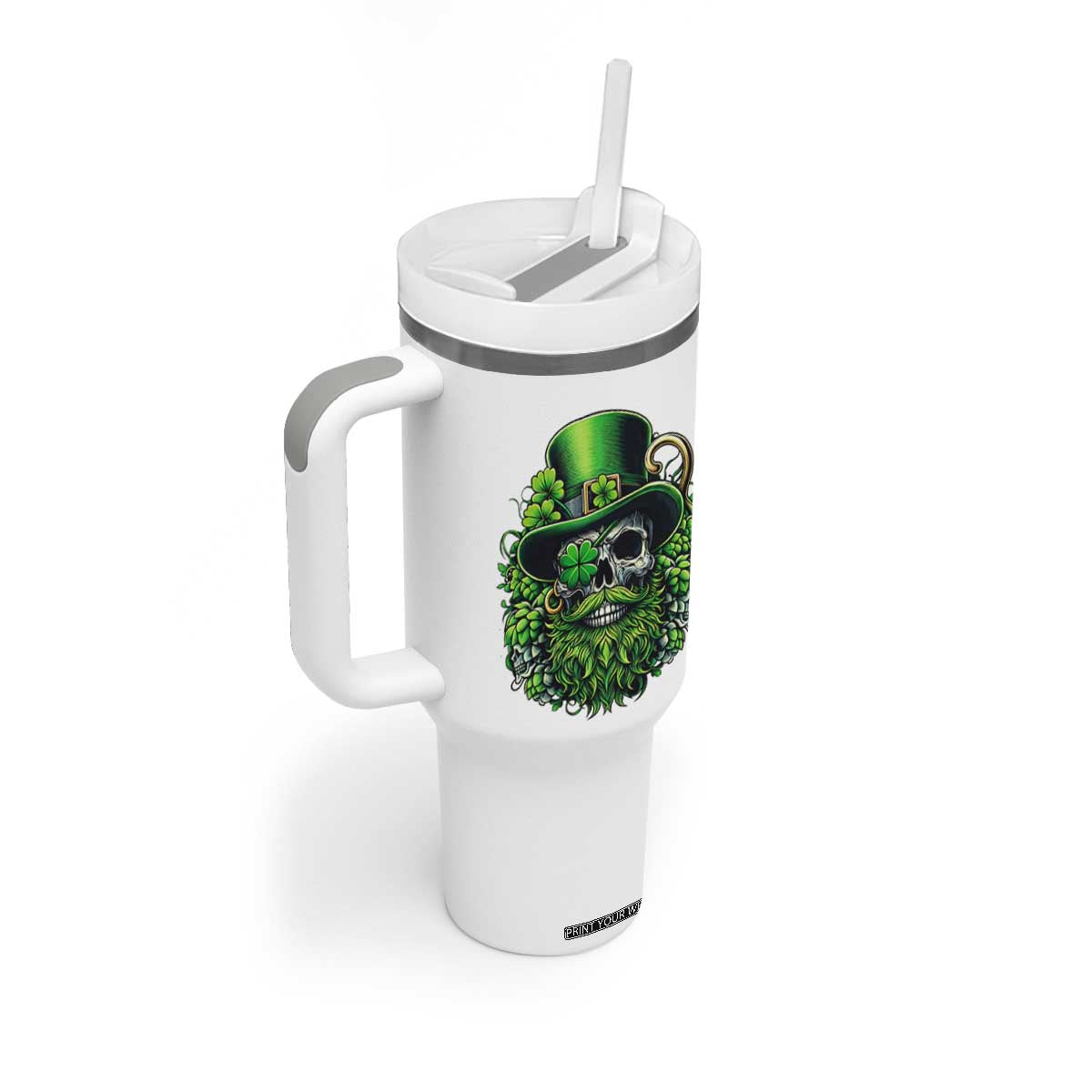 Irish Leprechaun Skull Tumbler With Handle St Patricks Day Party Gift TS12 Print Your Wear