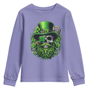 Irish Leprechaun Skull Youth Sweatshirt St Patricks Day Party Gift TS12 Violet Print Your Wear