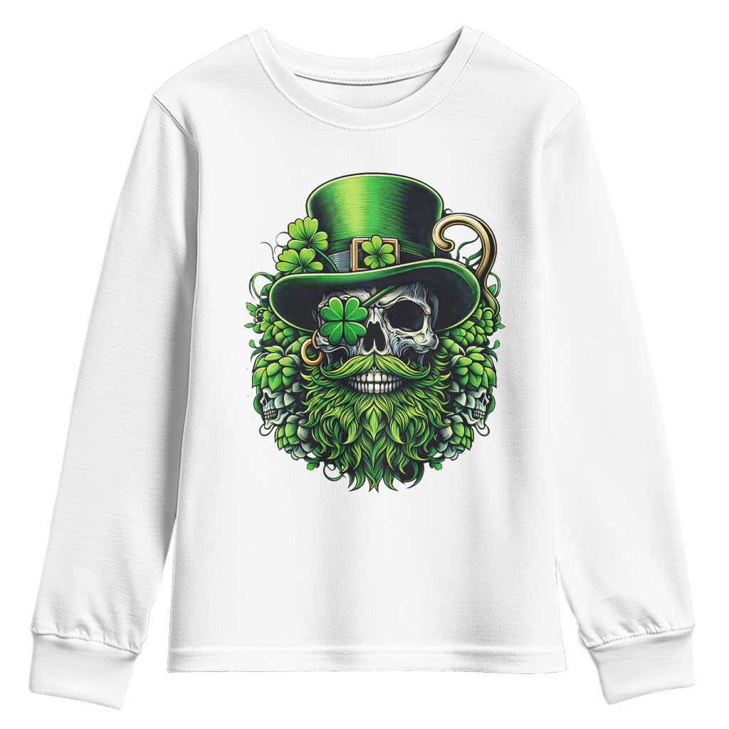 Irish Leprechaun Skull Youth Sweatshirt St Patricks Day Party Gift TS12 White Print Your Wear