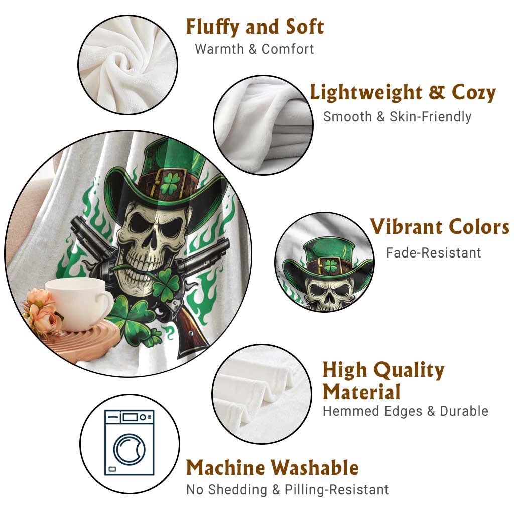 Irish Cowboy Skeleton Throw Blanket St Patricks Day Party Gift TS12 Print Your Wear