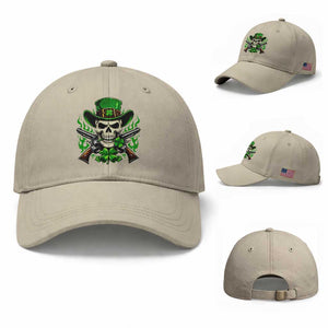 Irish Cowboy Skeleton Baseball Cap St Patricks Day Party Gift TS12 Baseball Cap Universal Fit Beige Print Your Wear
