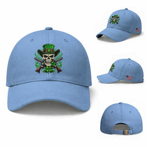 Irish Cowboy Skeleton Baseball Cap St Patricks Day Party Gift TS12 Baseball Cap Universal Fit Light Blue Print Your Wear