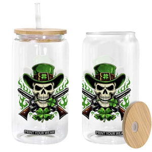 Irish Cowboy Skeleton Glass Can St Patricks Day Party Gift TS12 Print Your Wear