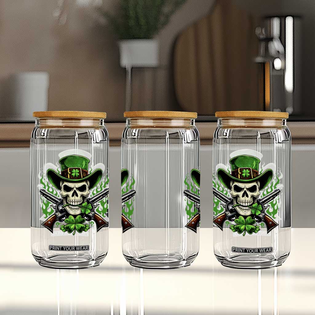 Irish Cowboy Skeleton Glass Can St Patricks Day Party Gift TS12 Print Your Wear