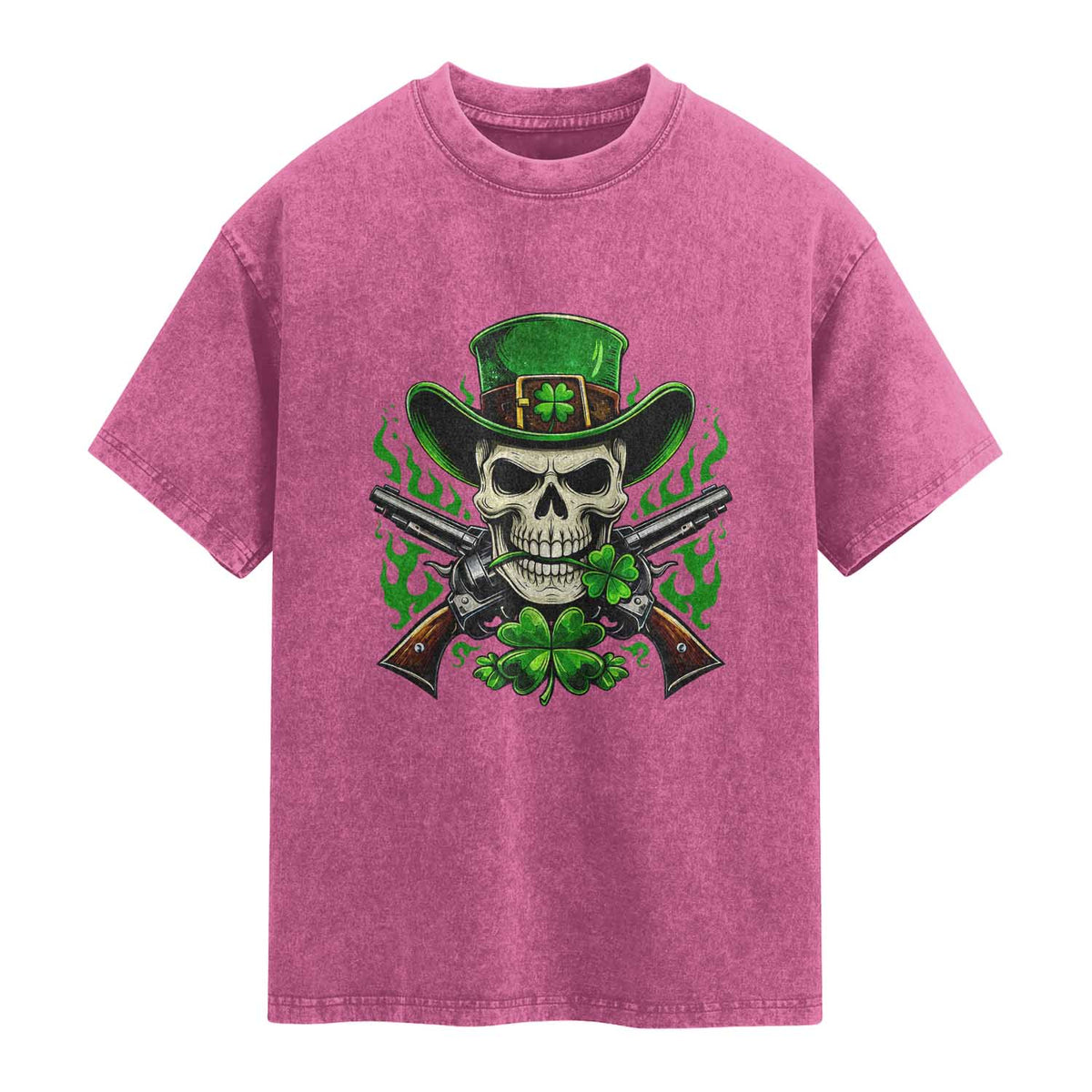 Irish Cowboy Skeleton Washed Cotton T-Shirt St Patricks Day Party Gift