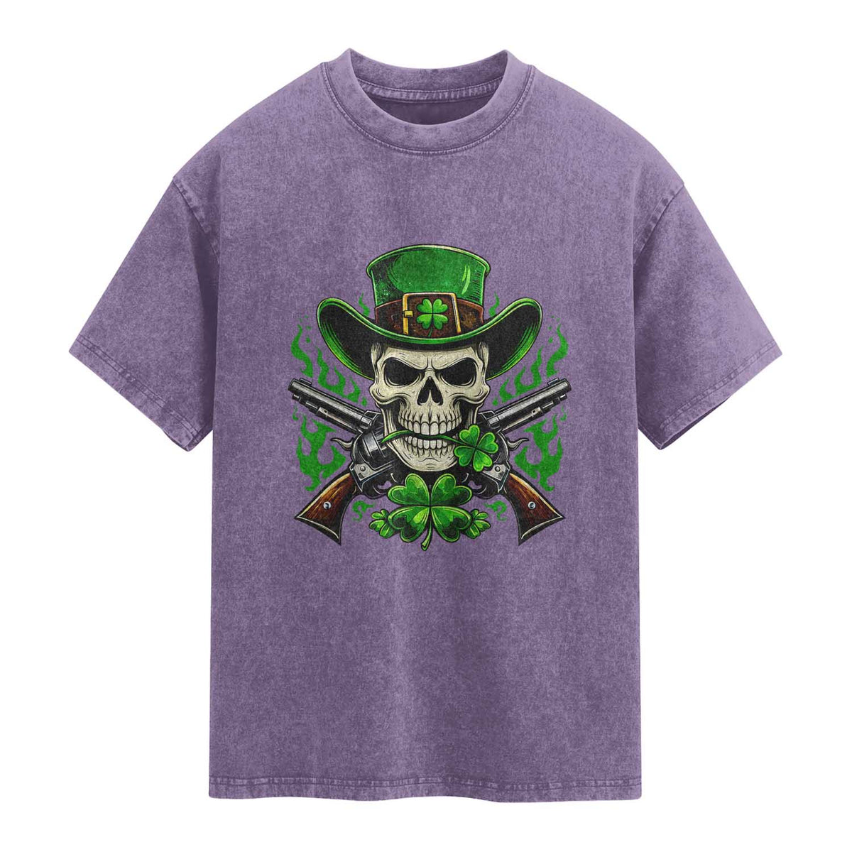 Irish Cowboy Skeleton Washed Cotton T-Shirt St Patricks Day Party Gift