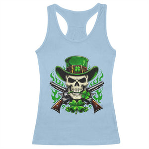 Irish Cowboy Skeleton Racerback Tank Top St Patricks Day Party Gift TS12 Light Blue Print Your Wear