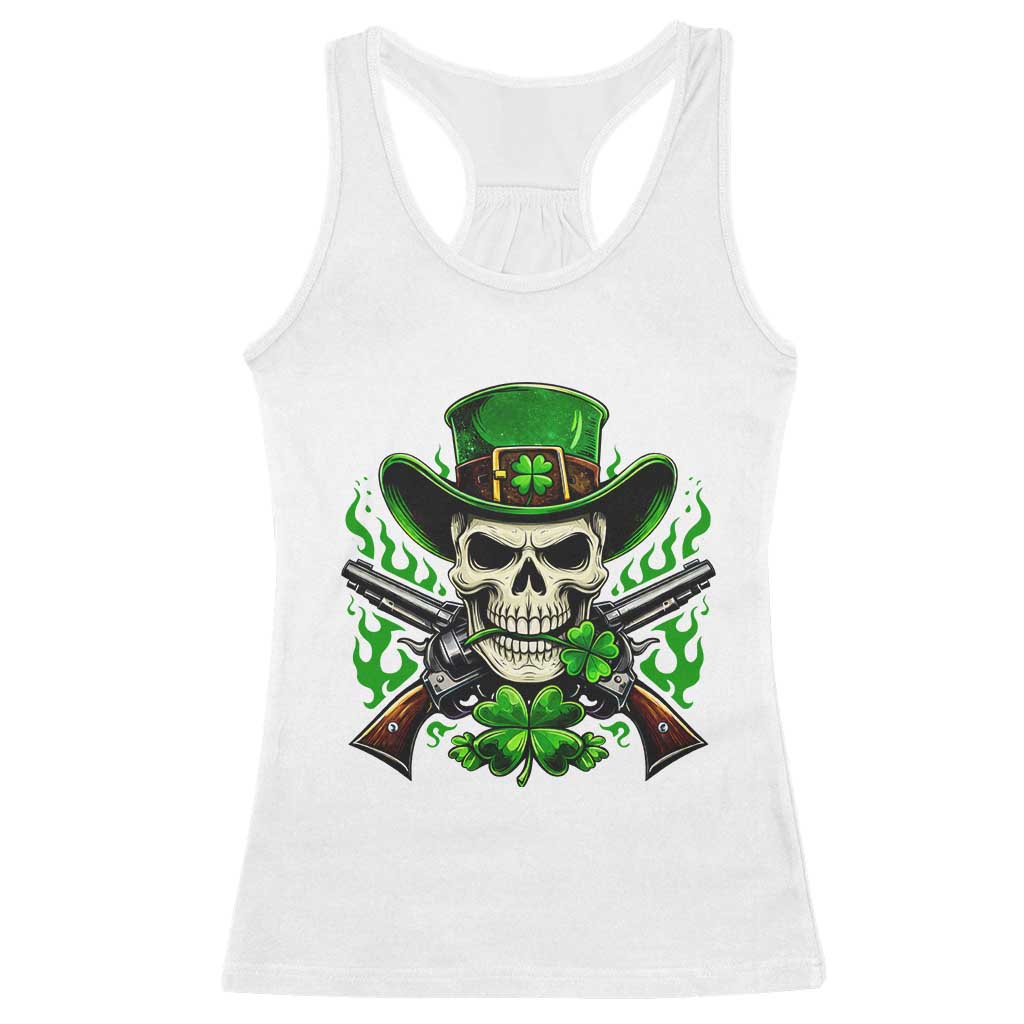 Irish Cowboy Skeleton Racerback Tank Top St Patricks Day Party Gift TS12 White Print Your Wear