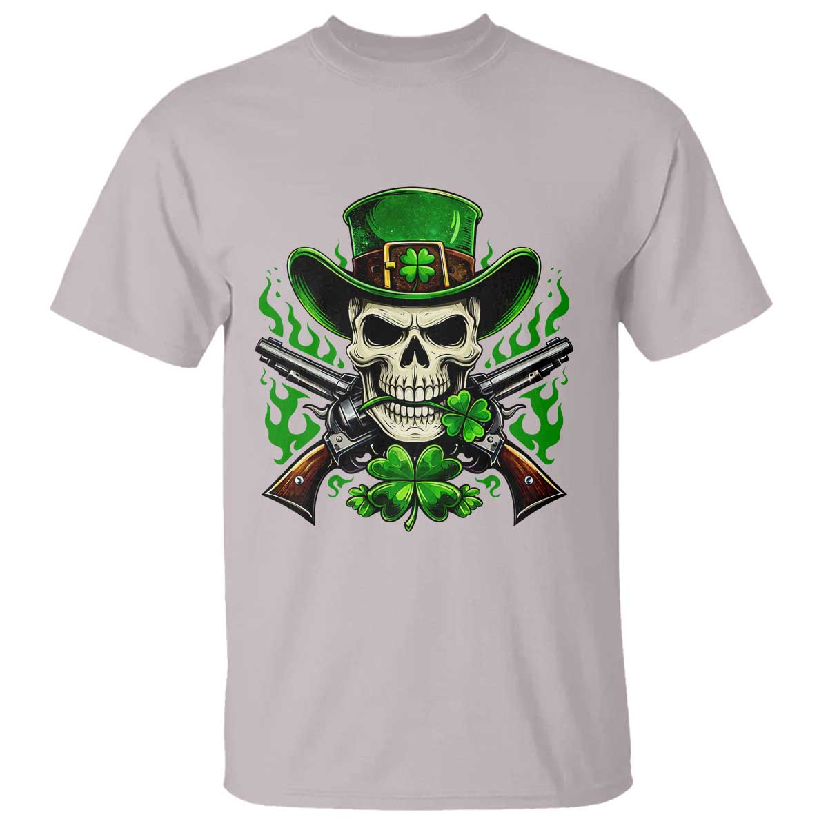 Irish Cowboy Skeleton T Shirt St Patricks Day Party Gift TS12 Ice Gray Print Your Wear