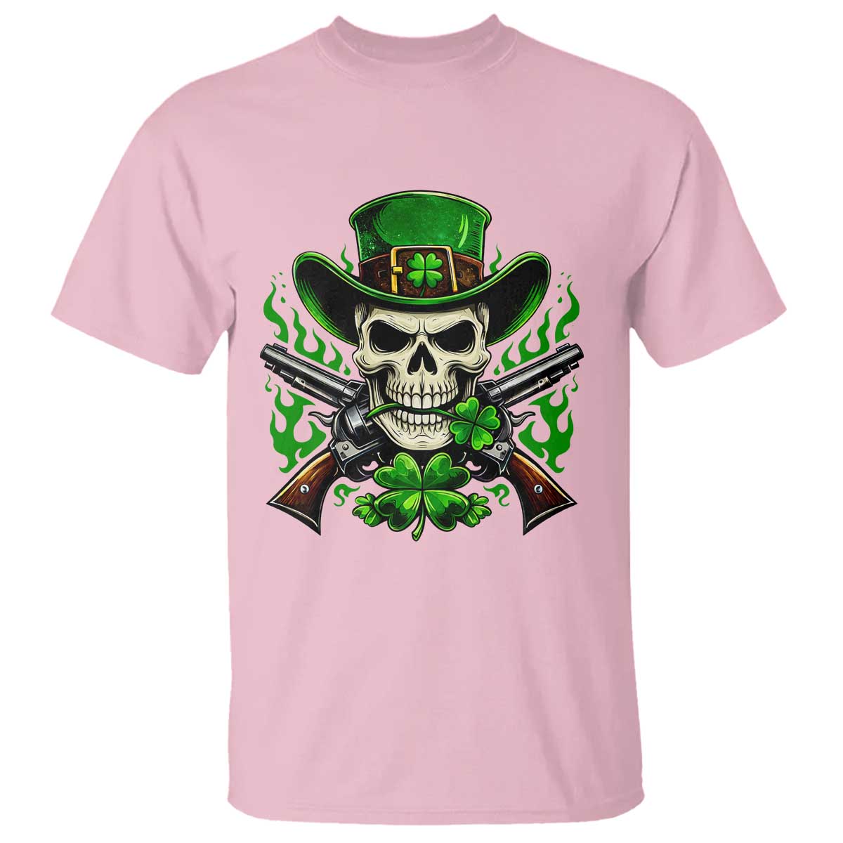Irish Cowboy Skeleton T Shirt St Patricks Day Party Gift TS12 Light Pink Print Your Wear
