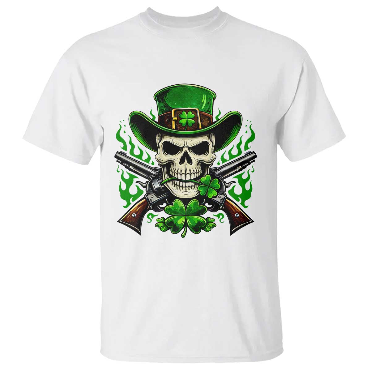 Irish Cowboy Skeleton T Shirt St Patricks Day Party Gift TS12 White Print Your Wear