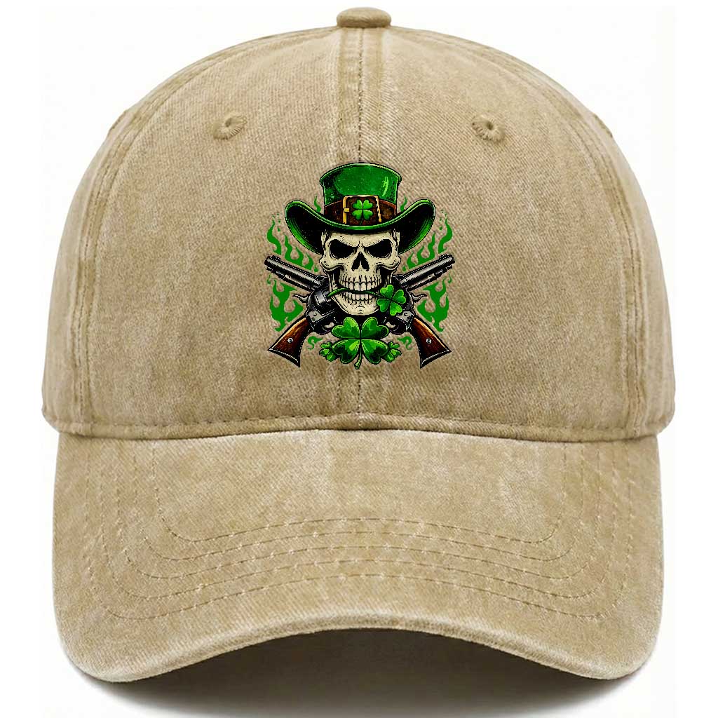 Irish Cowboy Skeleton Washed Cotton Baseball Cap St Patricks Day Party Gift TS12 Print Your Wear