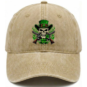 Irish Cowboy Skeleton Washed Cotton Baseball Cap St Patricks Day Party Gift TS12 Print Your Wear