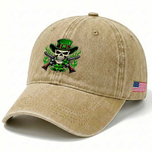 Irish Cowboy Skeleton Washed Cotton Baseball Cap St Patricks Day Party Gift TS12 Print Your Wear